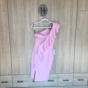 Lavish Alice One-Shoulder Ruffle Corset Mini Dress